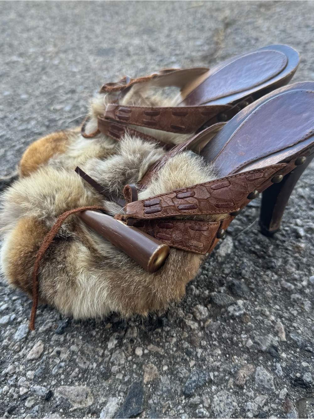 Vintage Dior 2001 fur heels